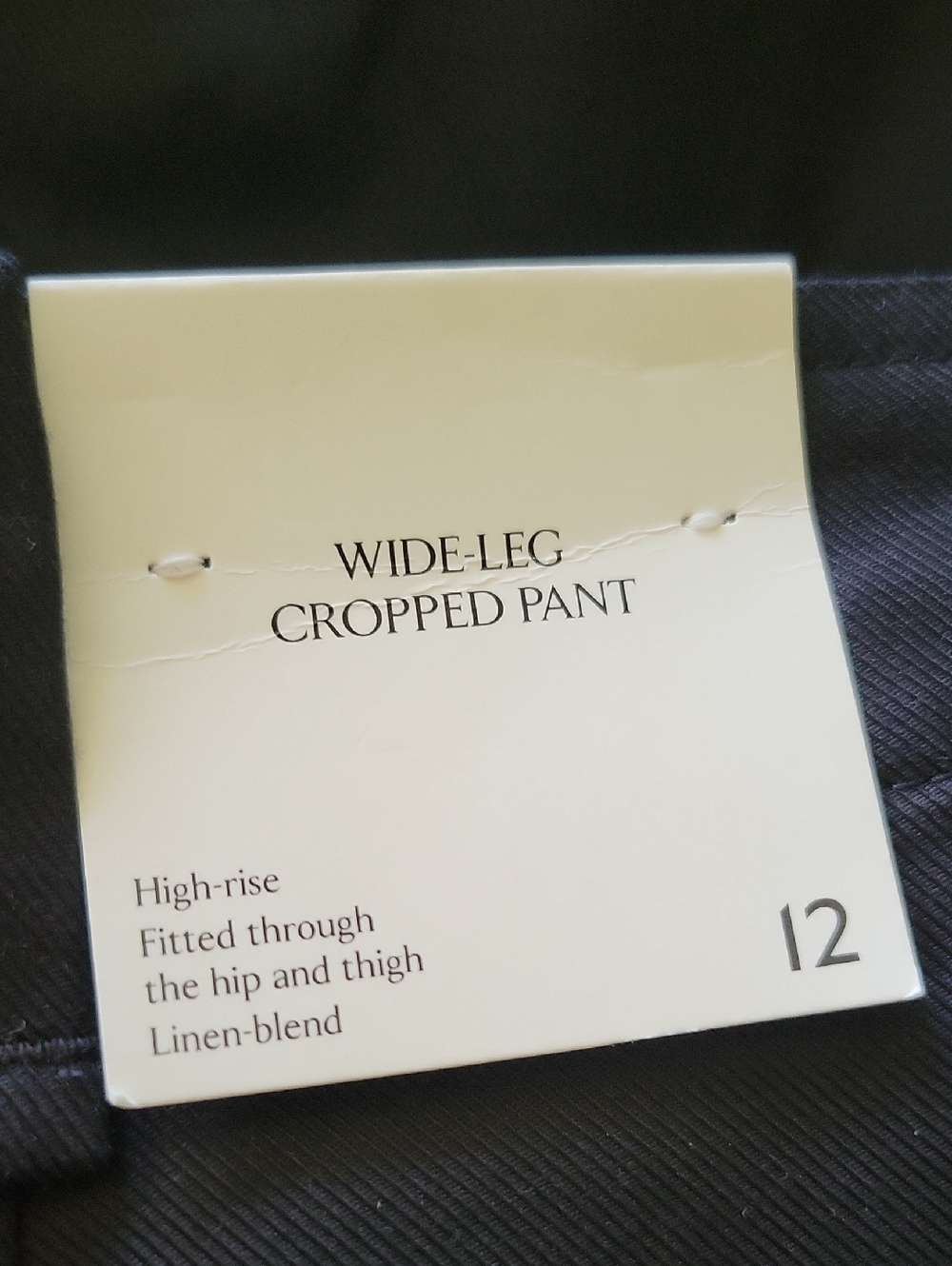 NWT Banana Republic Wide Leg Cropped High Rise Pants Black Cotton & Lyocell 12 - Picture 6 of 10